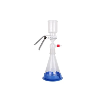VF 3, Set di filtrazione in vetro include un pallone per giunti macinato da 1000 ml, una ventosa di fissaggio in silicone e portafiltro in vetro 300 ml (Imbuto di vetro da 300 mL,pinza in alluminio per filtri diam. 47 mm e base di supporto in vetro sinterizzato con tappo tubulato con connettore filettato)
